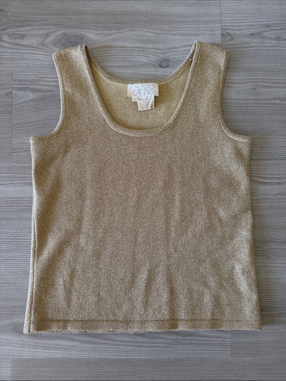 Vintage Cache Gold Metallic Knit Tank Top